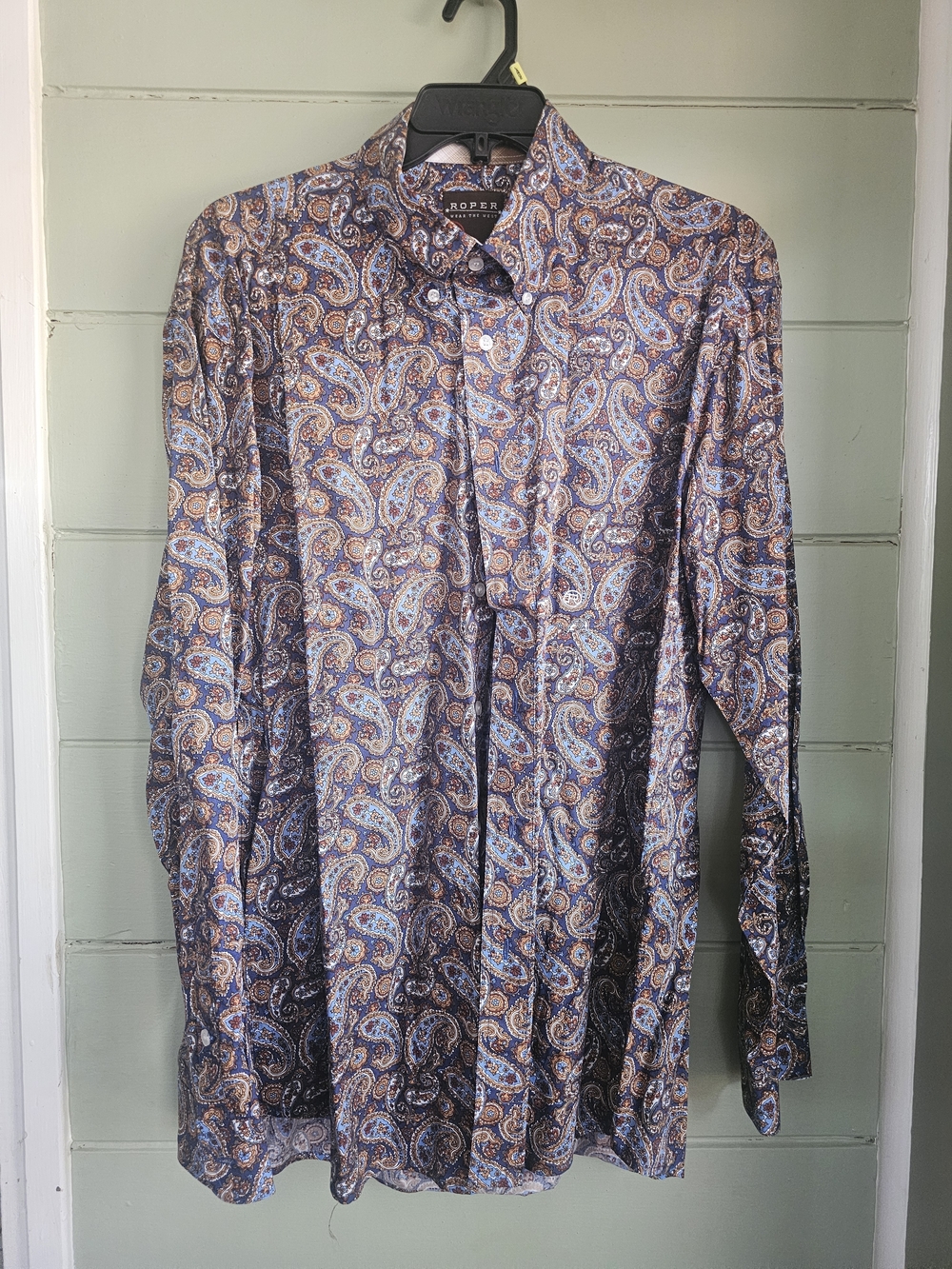 Roper Men's Paisley Button-Down Shirt - Blue & Brown